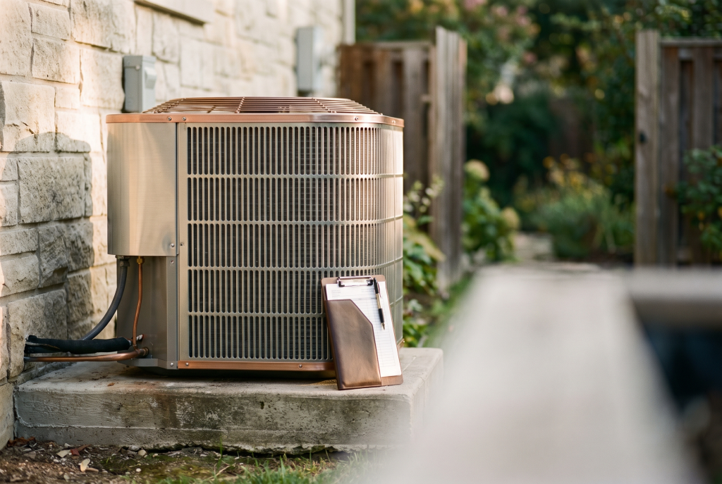 Residential HVAC condenser used as a visual analogy for a connected marketing system.
