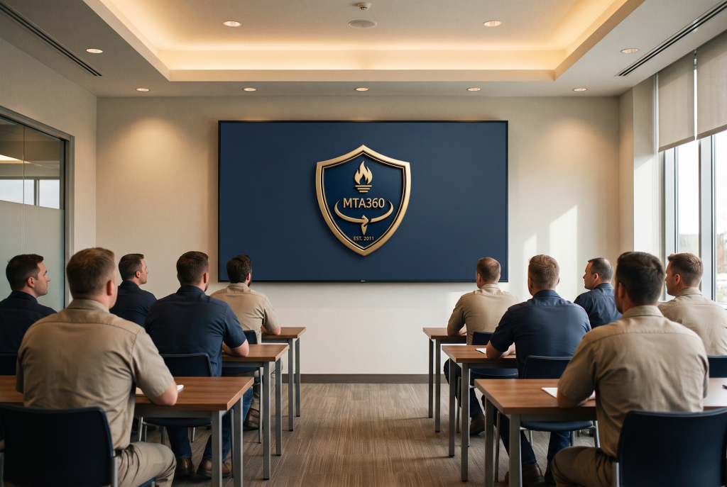 Contractors attending a distributor training session in a branch training room.